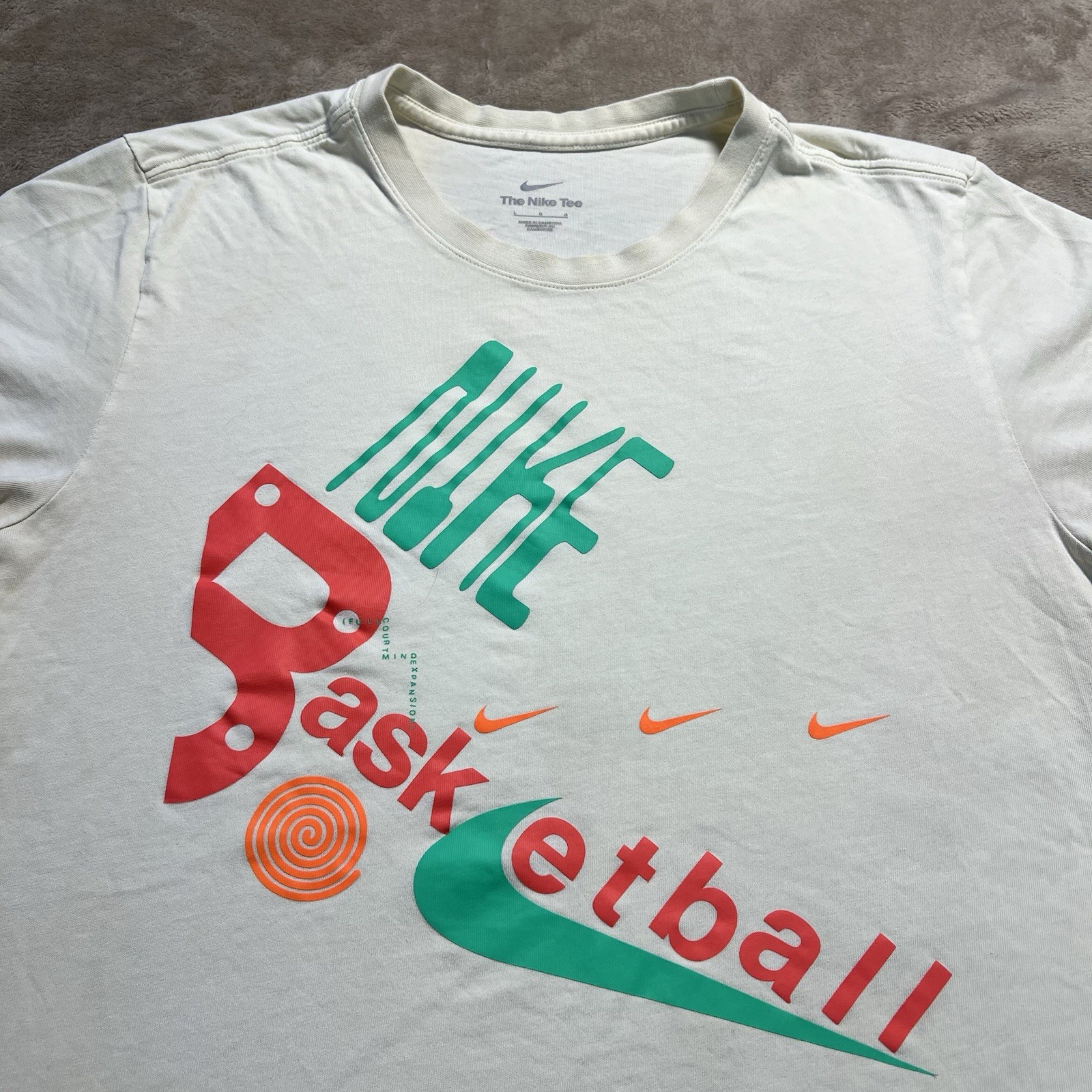 Nike Hoops Basketball T Shirt Mens L White Double Sided Swoosh gallery