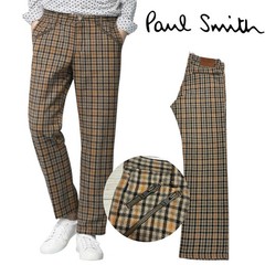 Paul Smith 90s Mixed Check Zipper Wool Pants S Beige Khaki Japan