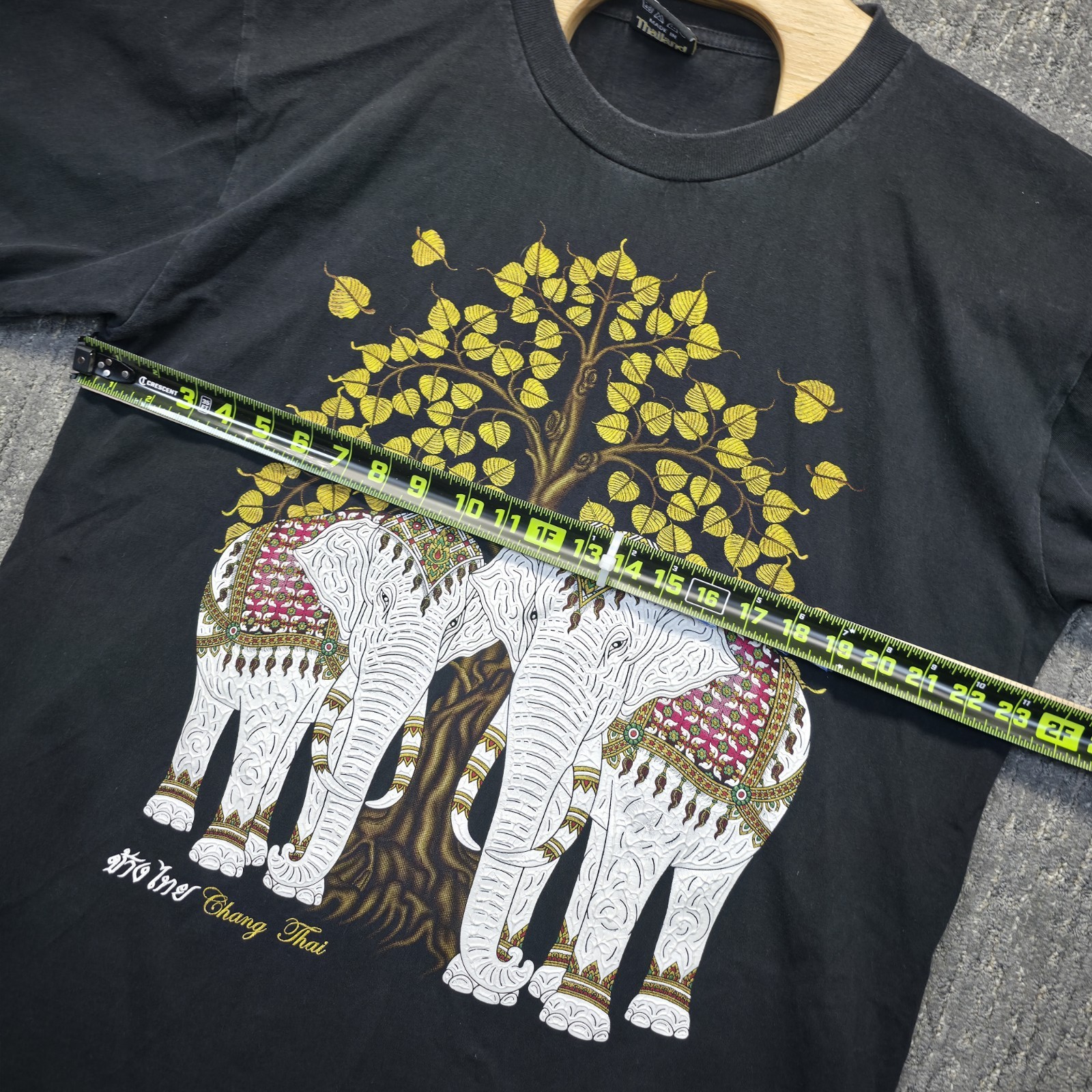 Thailand Elephant T-Shirt Men's XL Black Chang Thai Gold Bodhi Tree Souvenir Tee gallery