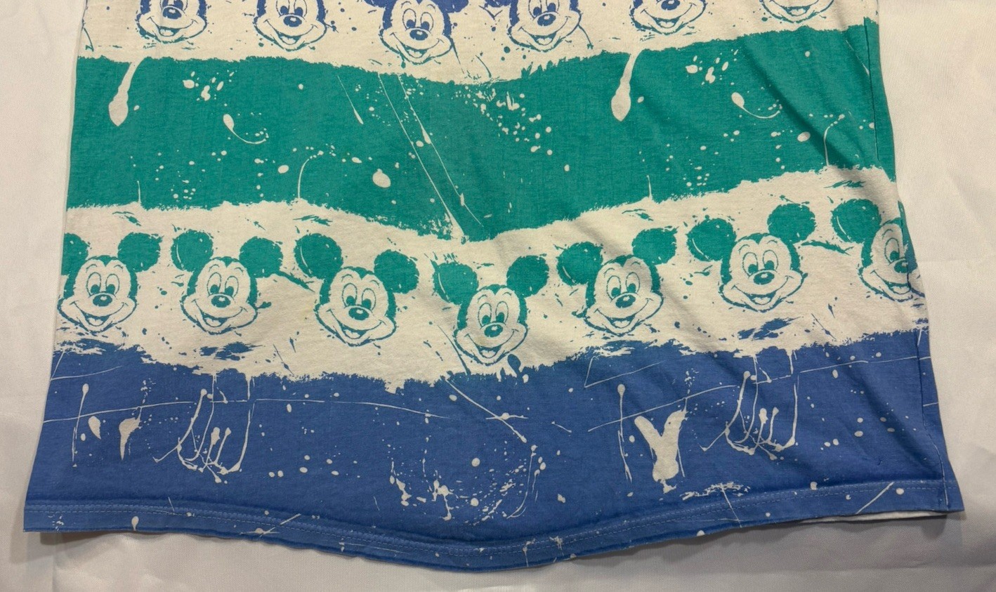 Vintage Mickey Mouse Shirt Tie Dye Disney 1990’s All Over Print Splatter OSFA gallery