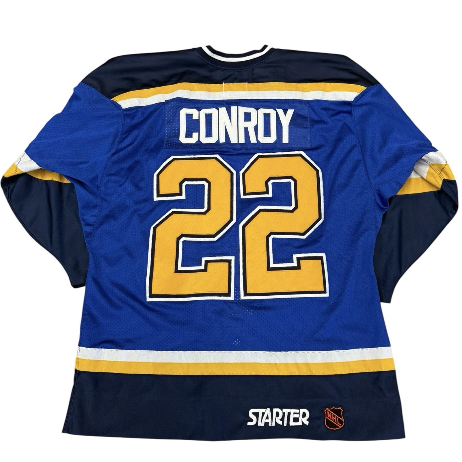 Vintage St Louis Blues Craig Conroy Starter Jersey Center Ice Fight Strap 1998 gallery