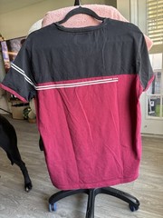 Straight Outta Brooklyn Logo Colorblock Crew Neck T-Shirt Men’s L Black/Burgundy