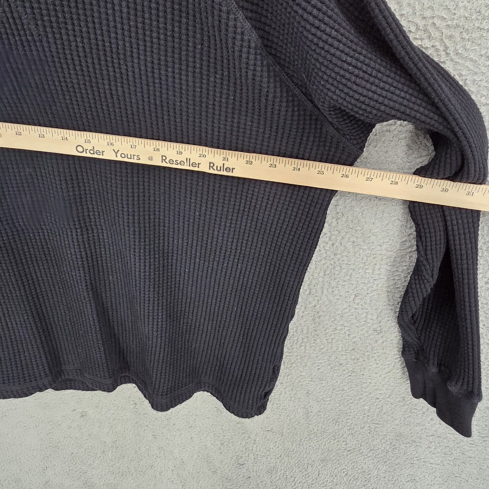 American Giant Shirt Mens XL Black Thermal Waffle Knit Crew Neck Heavyweight gallery