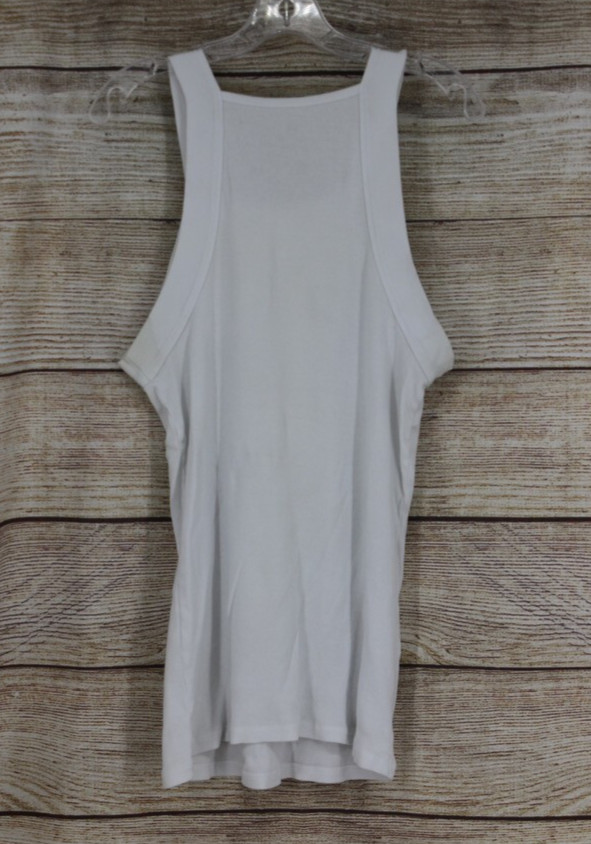 Mens XL White Ribbed Tank Top Sleeveless Undershirt A Shirt Basic Cotton gallery