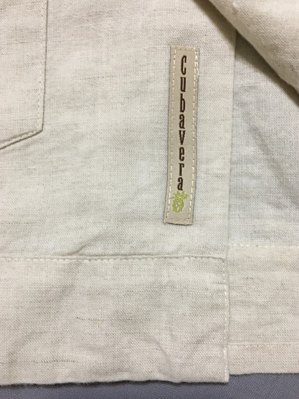 Mens Cubavera Sz L Beige Linen Blend Caribbean Button Up Shirt Great Details VGC gallery