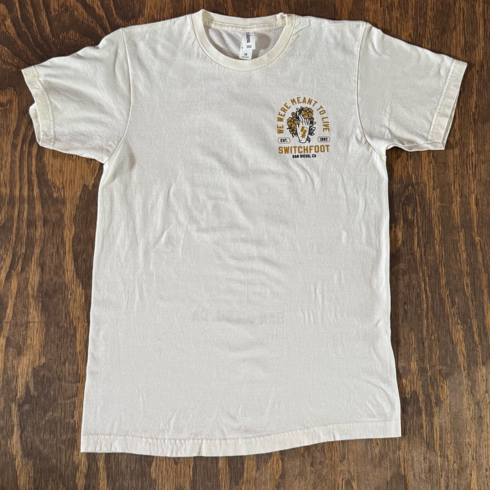 Switchfoot We're Meant To Live Shirt Medium Cream Band Tee Front Back Graphic gallery