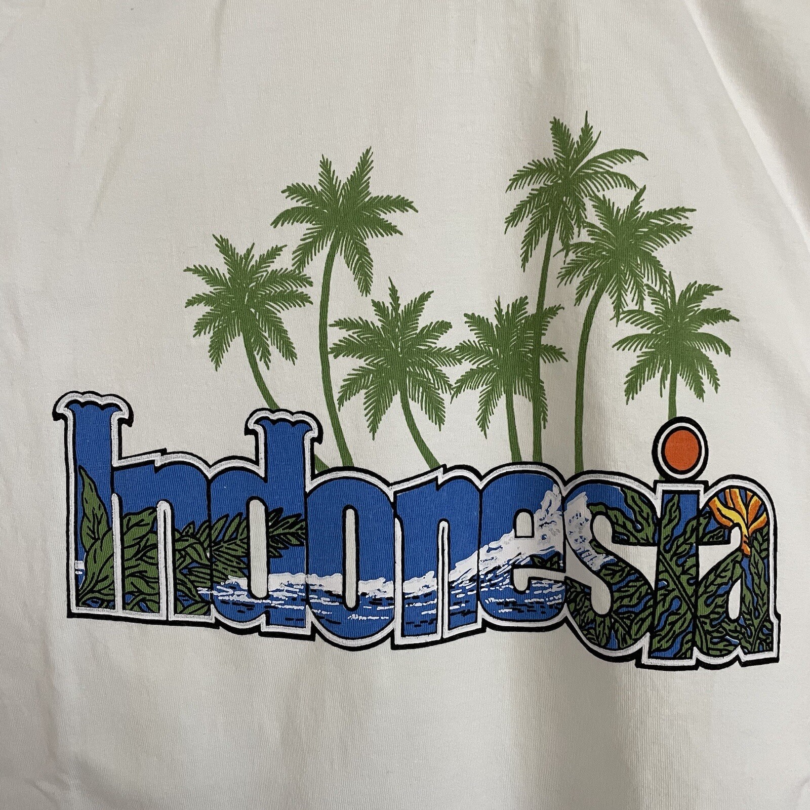 VTG 90s Tshirt Mens Large Indonesia Graphic Tee White Y2K Grunge Retro gallery