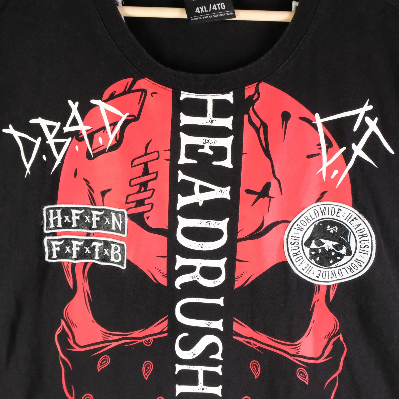 Headrush Shirt Mens 4XL Black Red Fear None Death Before Defeat Graphic Tee MMA gallery