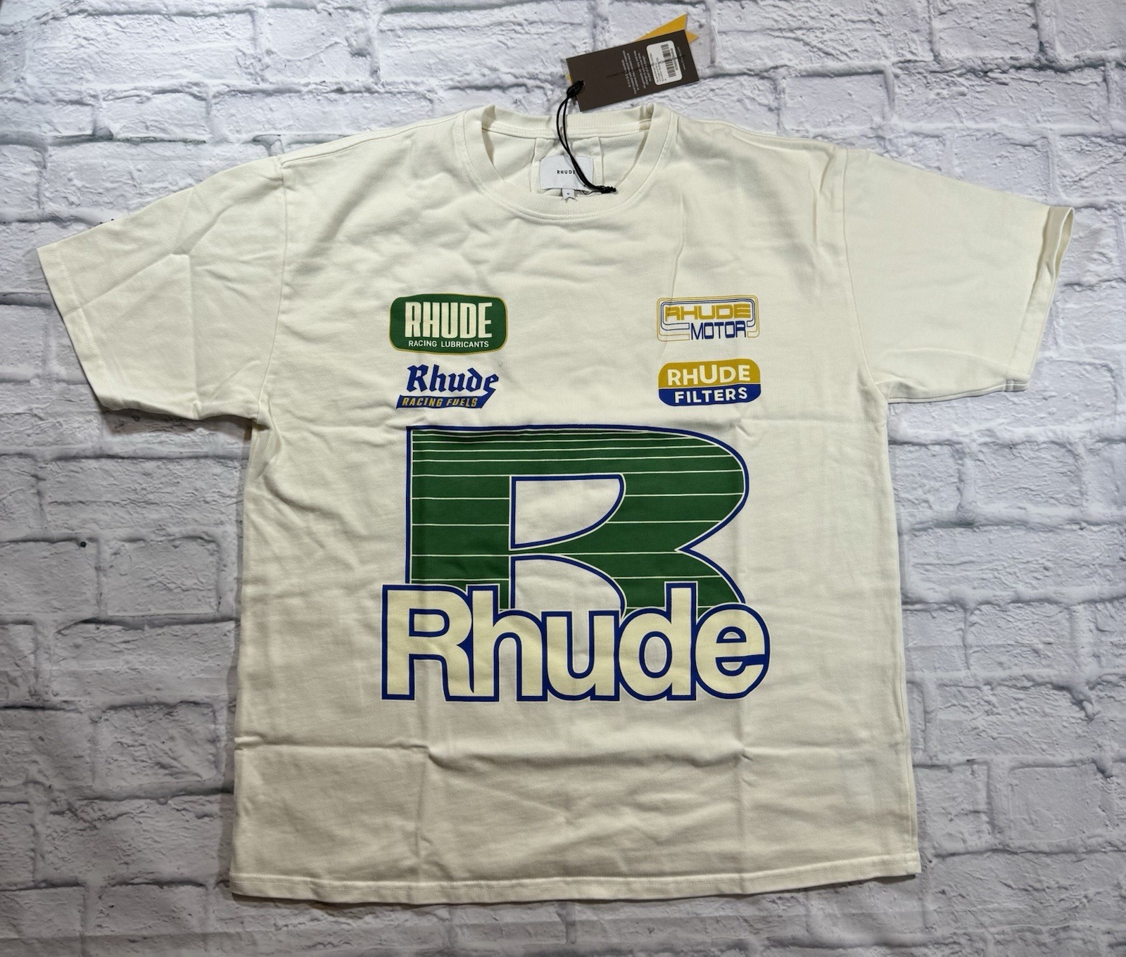 Rhude Roadway Racing Vintage White S/S T-Shirt Oversized Medium *New with Tags* gallery