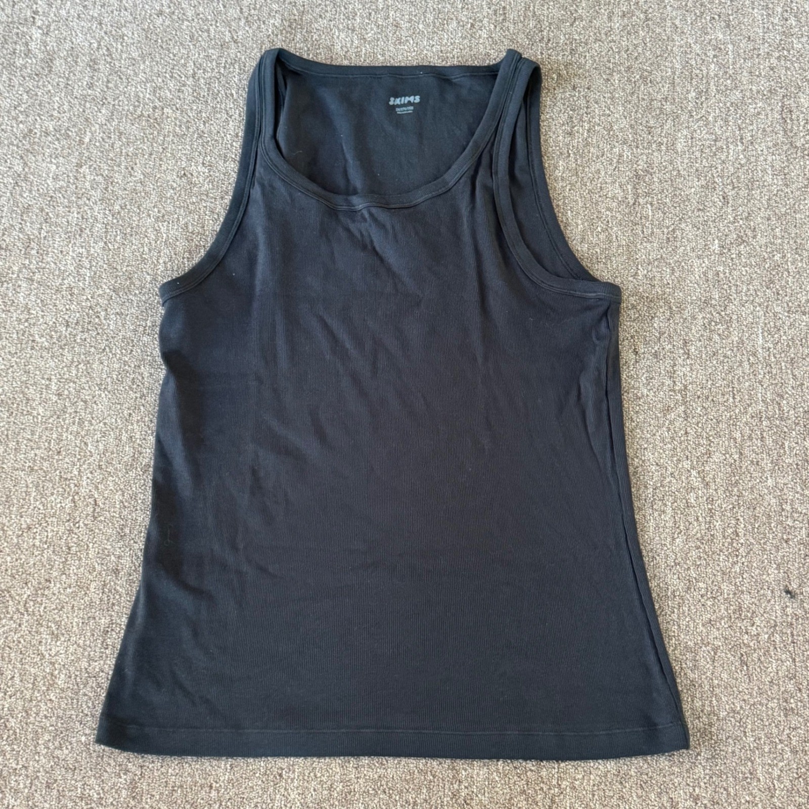 Skims Mens Rib Tank Onyx Black Ribbed Cotton Blend Scoop Neck TP-TNK-5788M 2X gallery