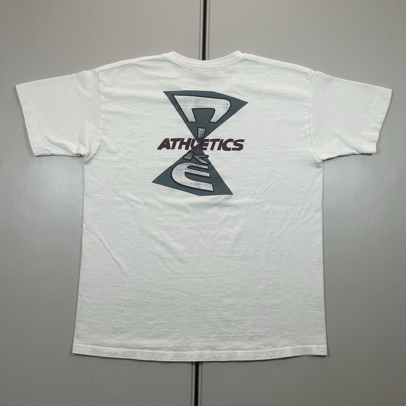 Vintage 90s Nike Athletics Graphic Shirt Men's Size Medium Logo Swoosh Abstract gallery