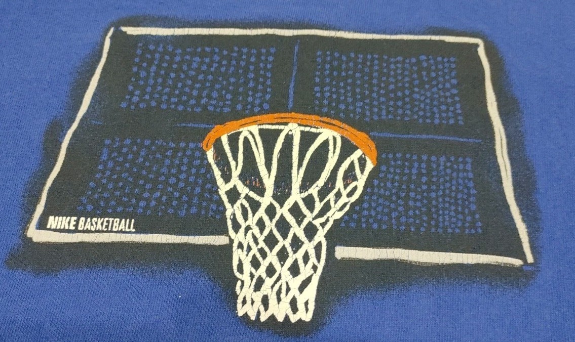 Vintage Nike Basketball Shirt Blue Graphic Sketch Art Made USA 90s Adult XXL 2XL gallery