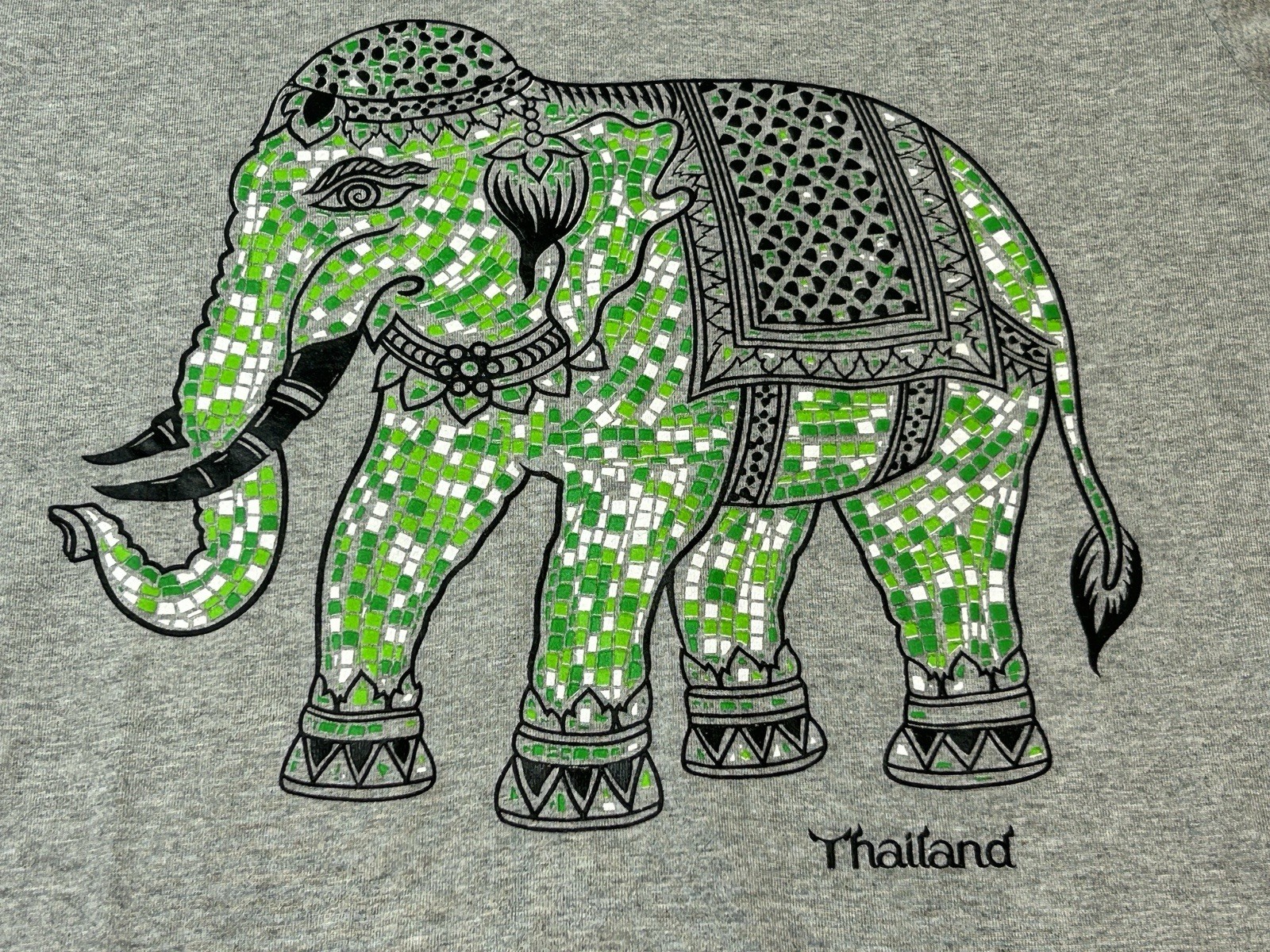 Elephant Thailand T Shirt Adult M Gray Graphic Tee 100 Percent Cotton Reg Fit gallery