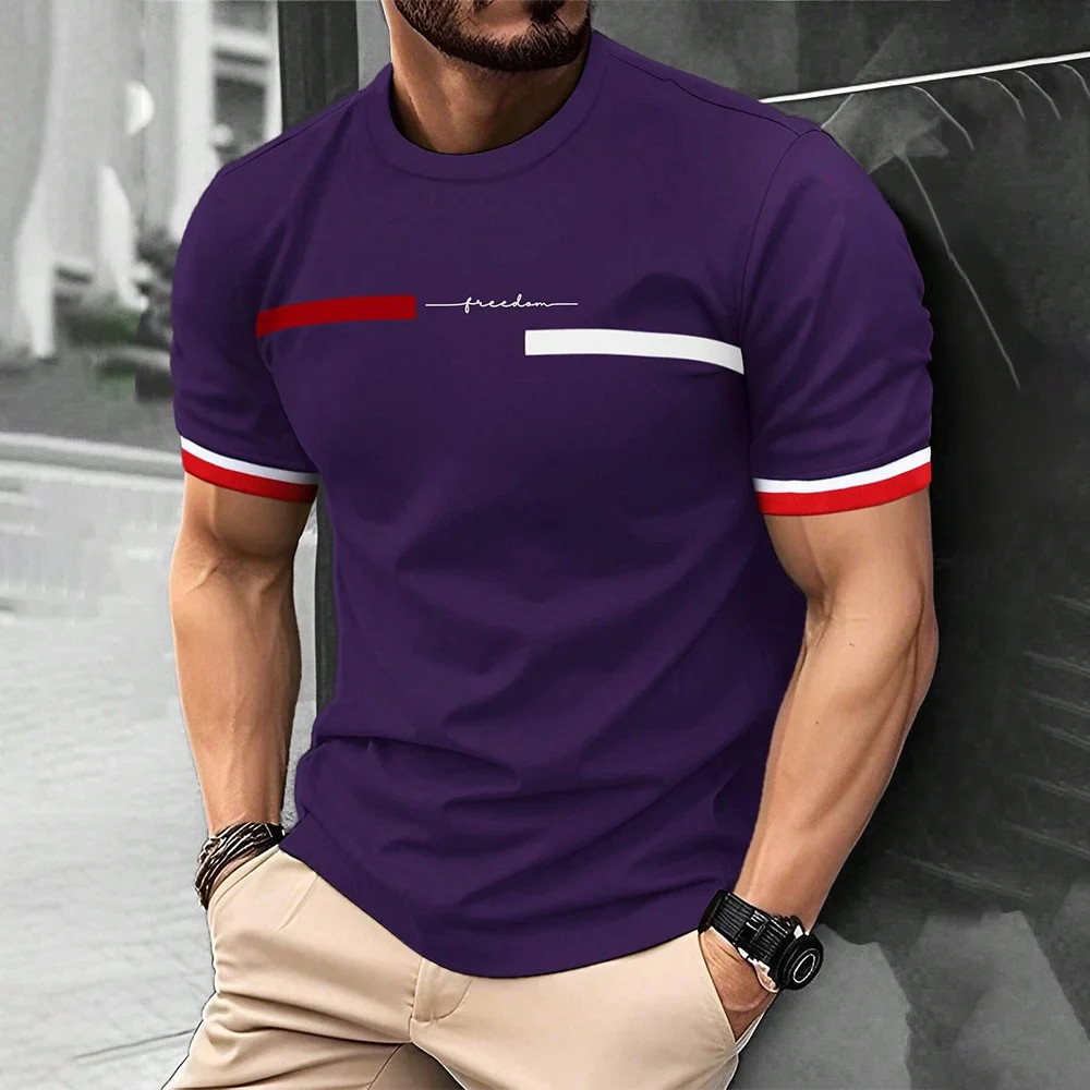 Men’s Elegant Letter Print T-Shirt Casual Fashion Short Sleeve Tee gallery