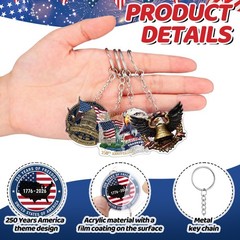 30 Pcs 250th Anniversary Patriots Keychain America Souvenirs Gift Bulk 1776-2…