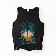 Tropical Palm Tree Sunset Tank Top Beach Vacation Apparel