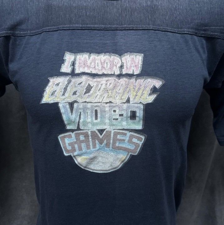 Vtg jersey T-shirt I Major in Electronic Video Games glitter graphic XL gallery