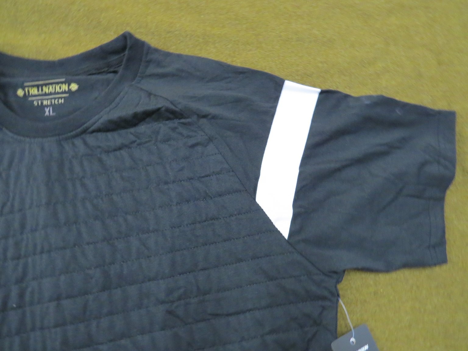 TRILLNATION Men's T-Shirt Black XL Stretch Quilted Raglan Sleeve Cotton Poly gallery