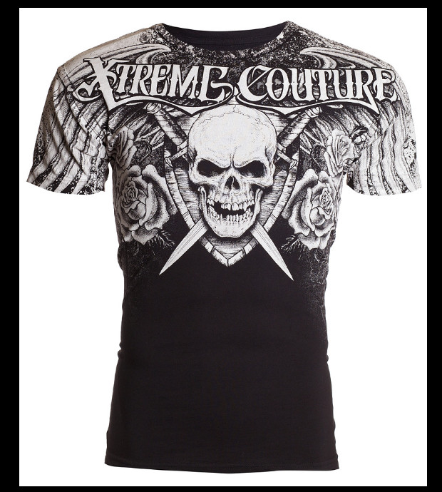 XTREME COUTURE by AFFLICTION Black White NINER Short Sleeve Slim Fit T-shirt NWT gallery