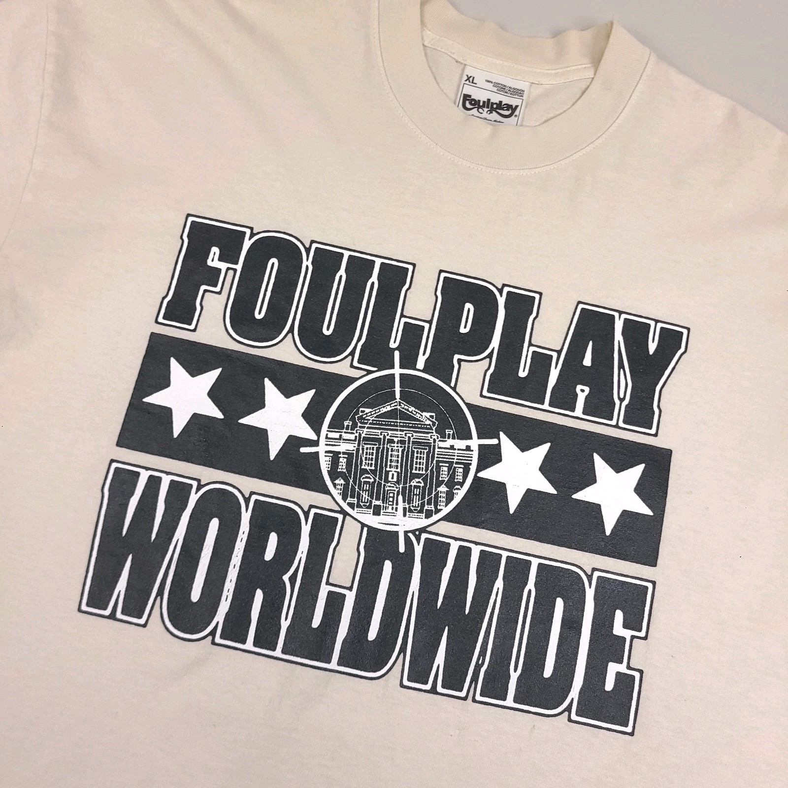 Foulplay Shirt Mens XL Cream Worldwide G59 American Doom Machine Graphic Tee gallery