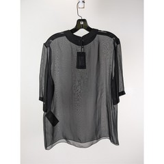 Saint Laurent Paris Blouse Manches Courtes Drape T-Shirt in Black BNWT 48