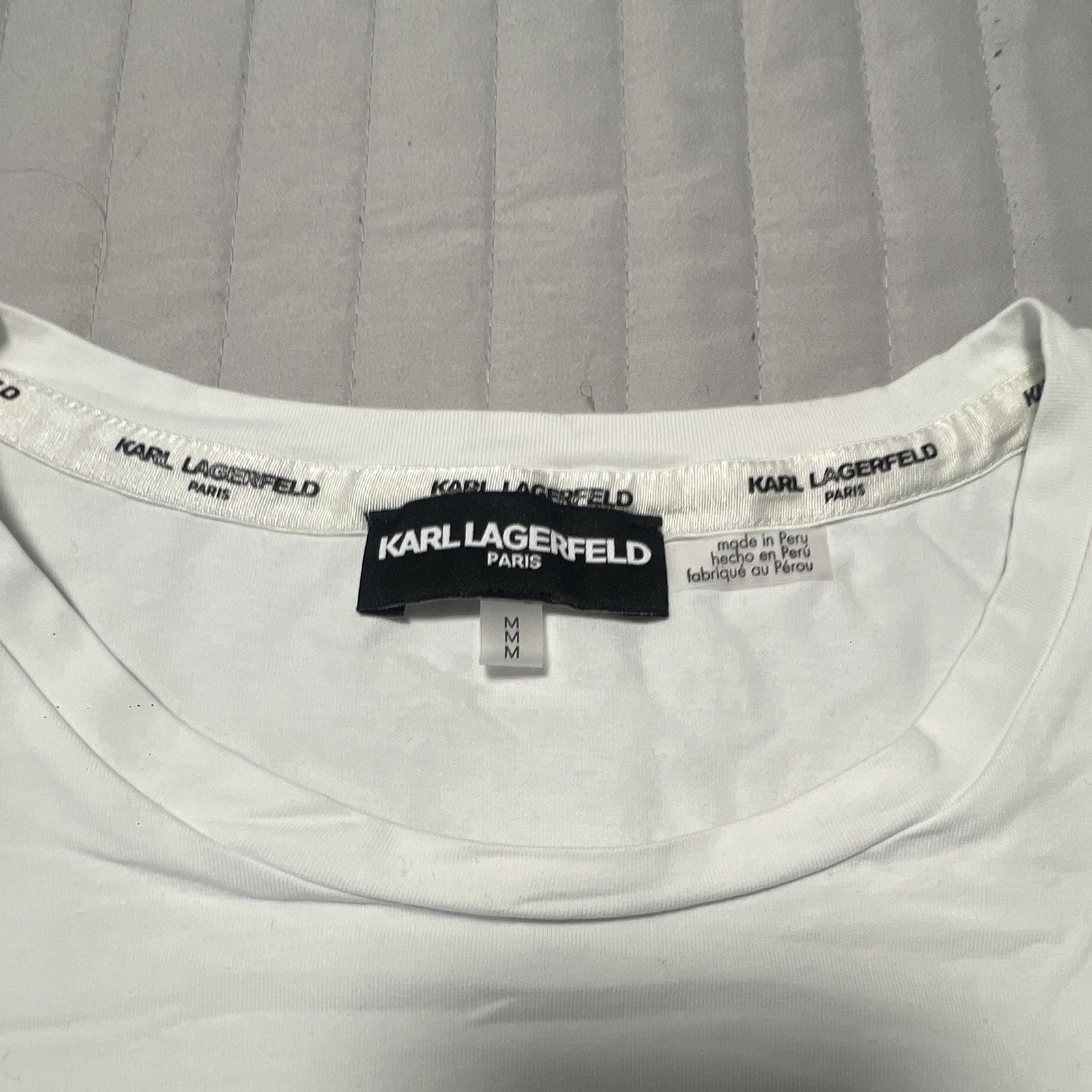 KARL LAGERFELD PARIS Men's White Logo Graphic Print Crew Neck T-Shirt M gallery