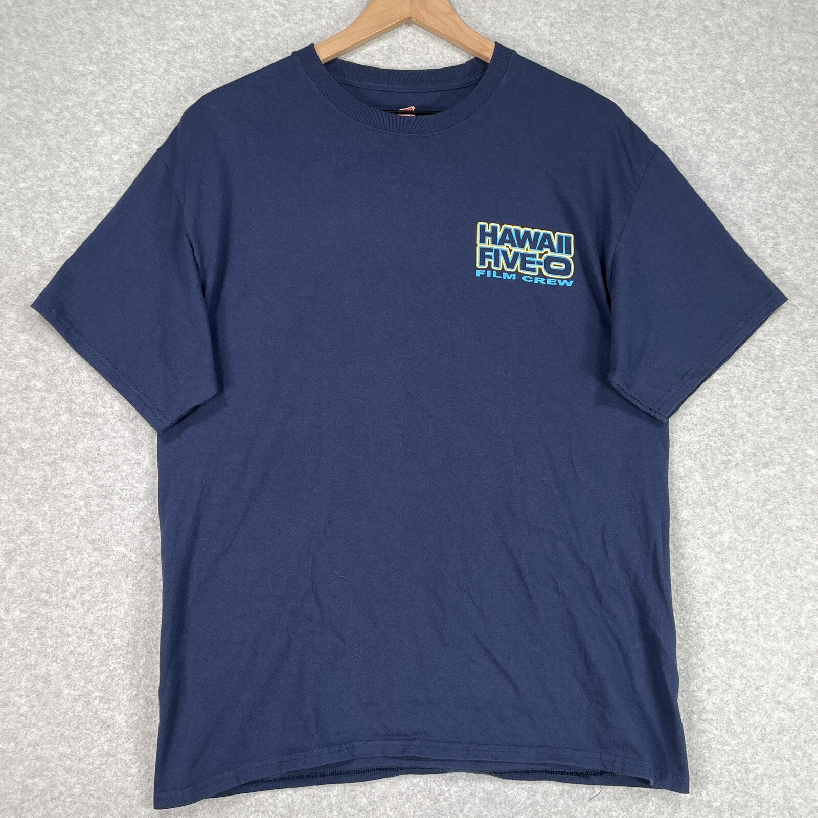 Hawaii Five O Shirt Mens L Blue Film Crew Short Sleeve Crew Neck Beach