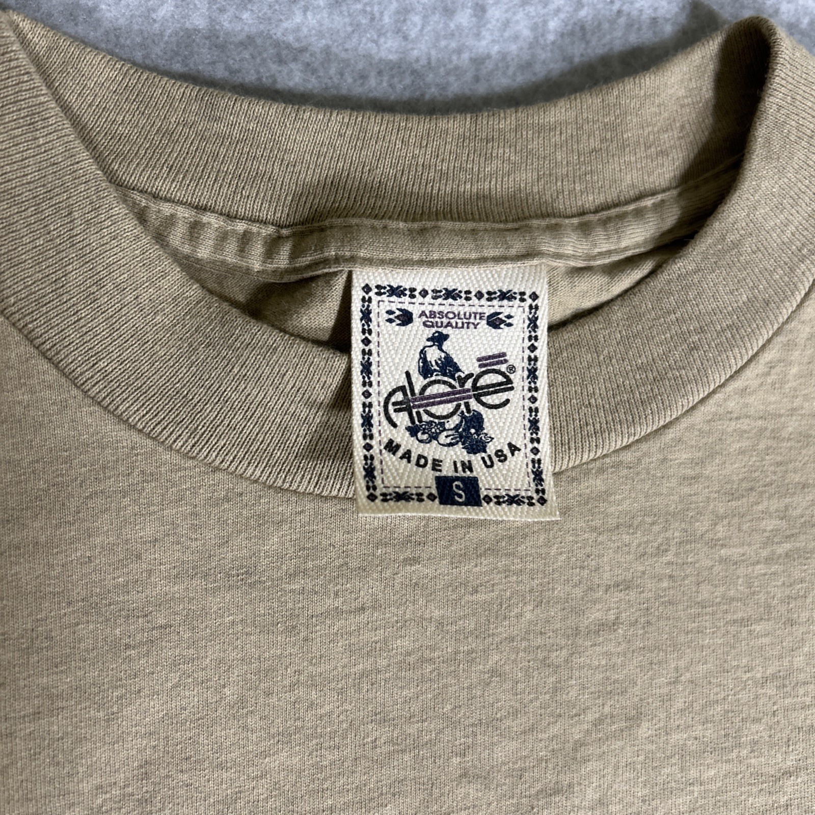 Vtg. 80s/90s Alore Single Stitch Blank Tan T-Shirt Small Made in USA Slub Cotton gallery