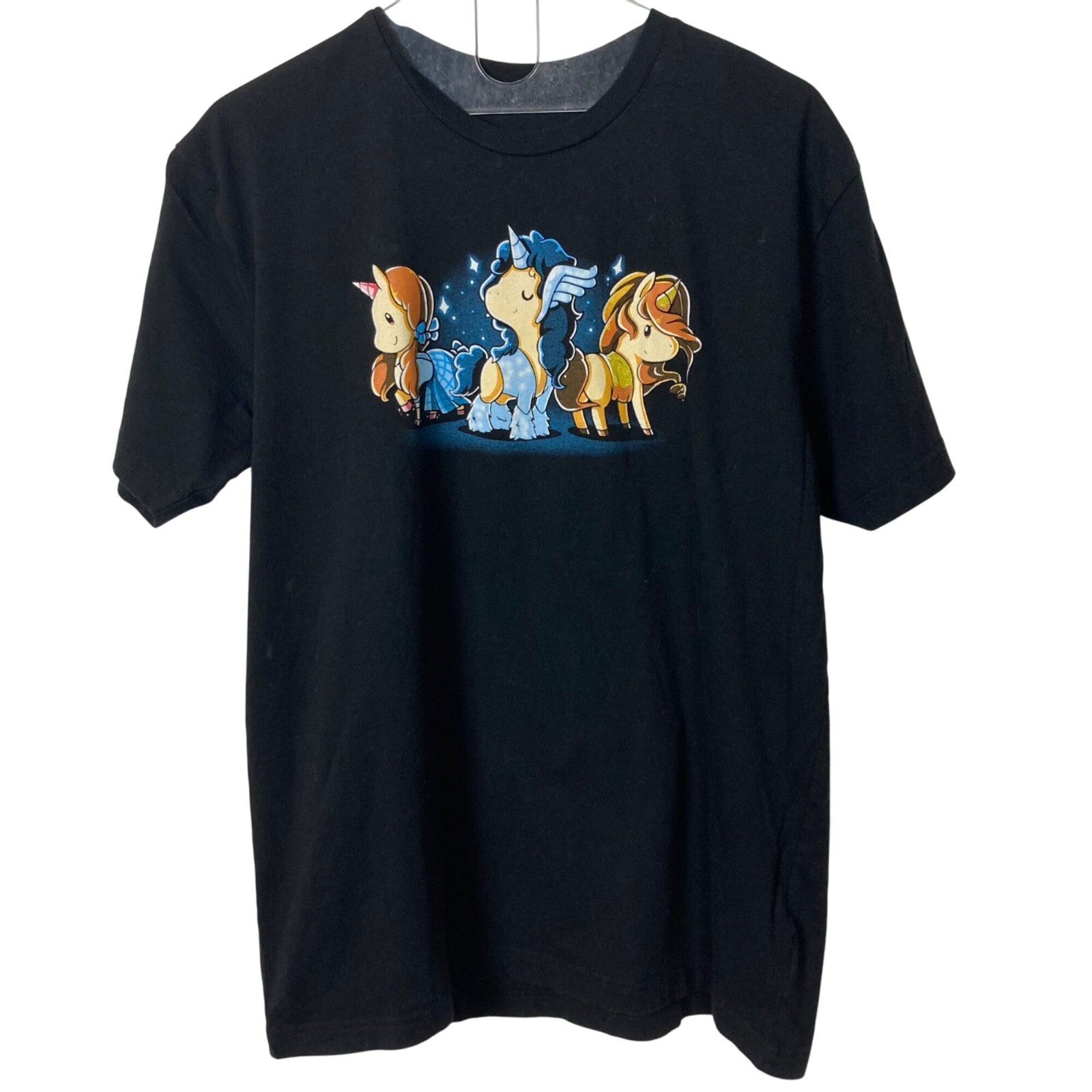 Unicorn Trio Graphic T Shirt Adult Large Black Cotton Crew Neck Enchanting gallery