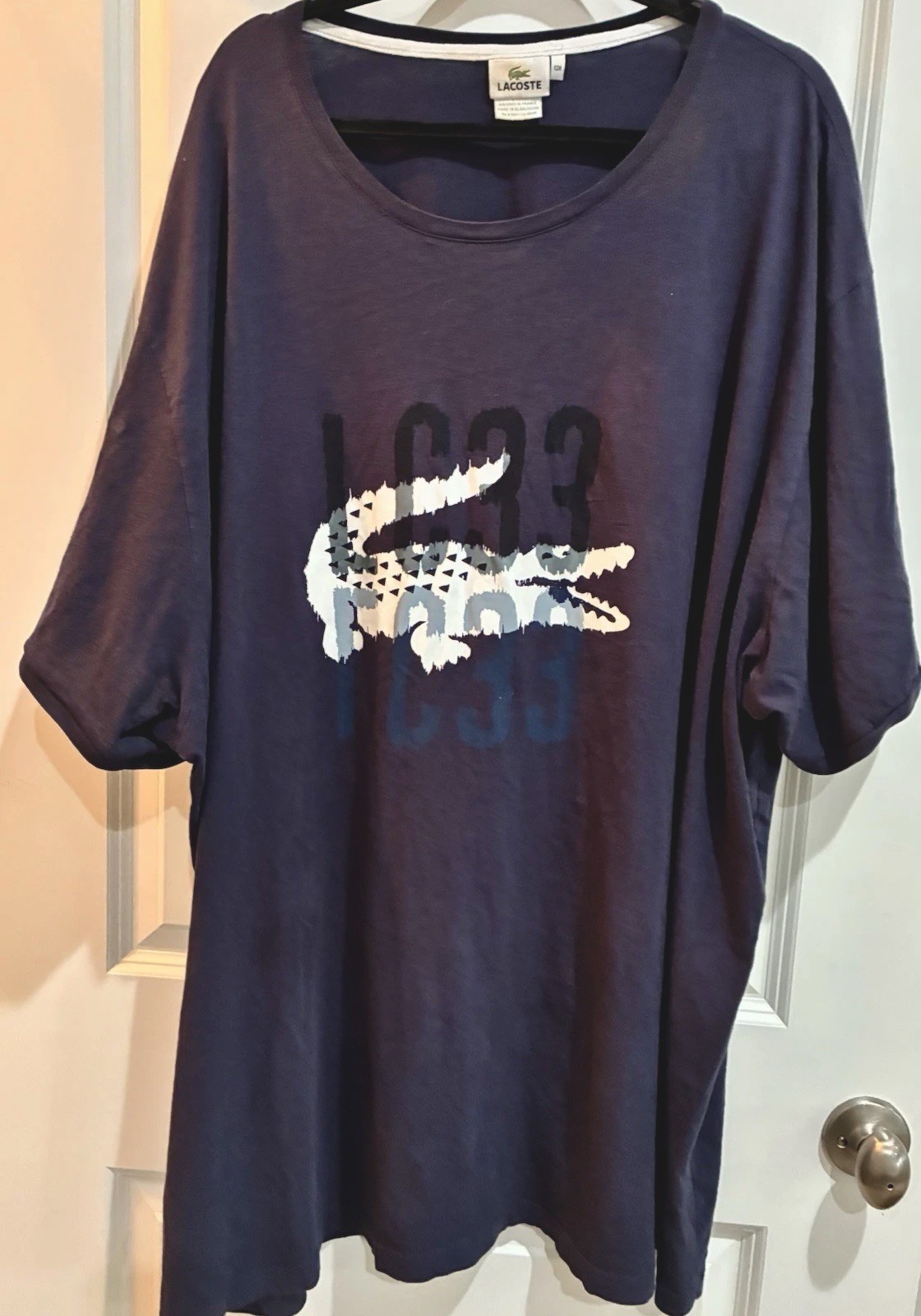 Vintage Lacoste T-Shirt Tee Men’s 12 R Crocodile Graphic Logo Navy Blue Crew