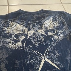 Marc Ecko Cut & Sew Black Skull Grunge Graphic Shirt Y2K Mens Size XL