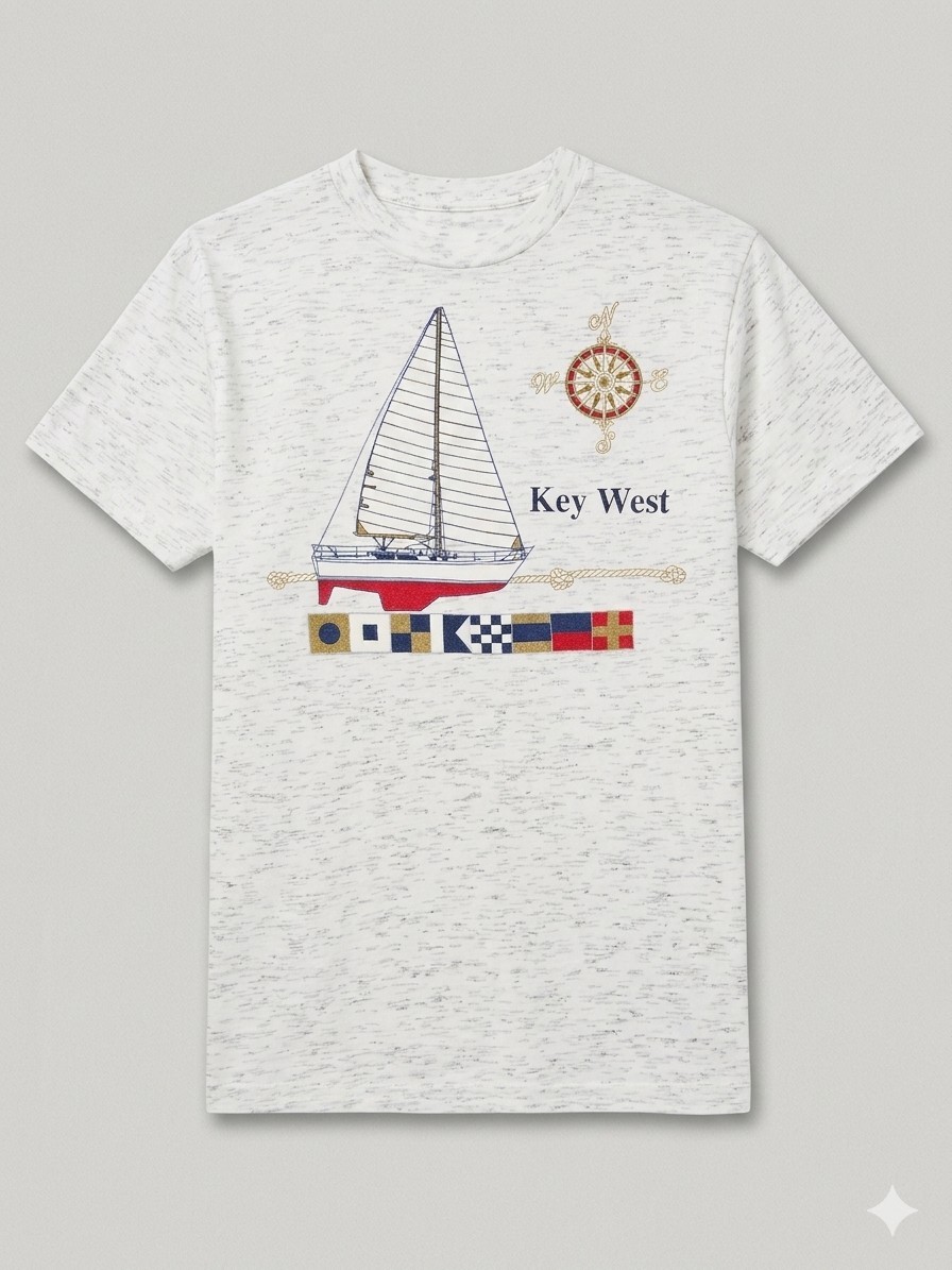SCI Key West Sailboat Nautical Graphic Print T-Shirt Men’s M White Cotton