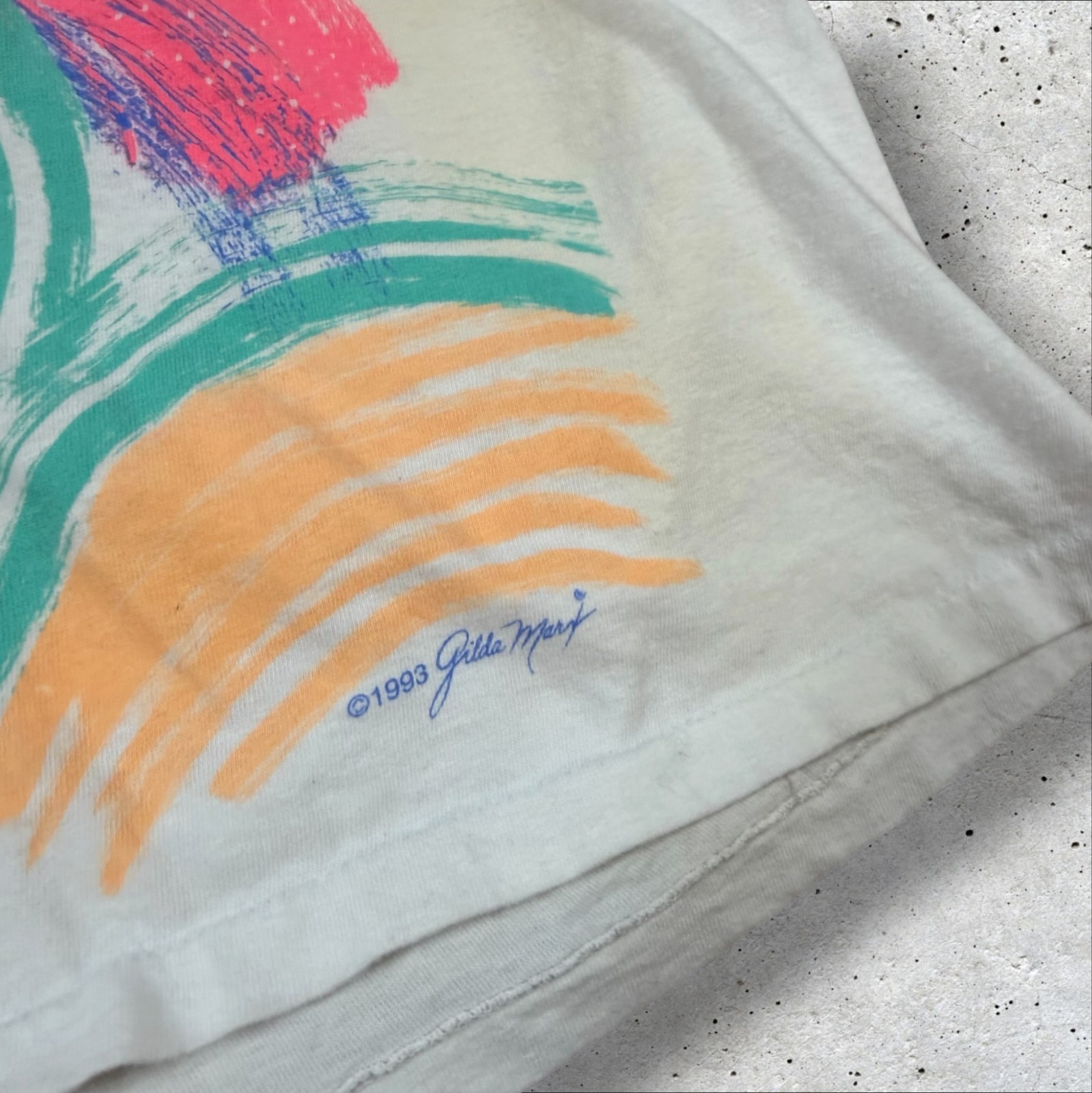 VTG 1993 Gilda Marx Abstract Brushstroke T Shirt Unisex OSFA Neon Art 90s USA gallery