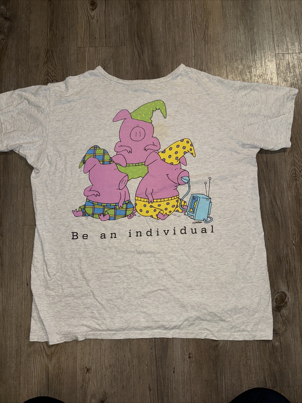 Vintage Jim Benton RARE T Shirt Single Stitch Size 3XL Be An Individual Pink Pig gallery