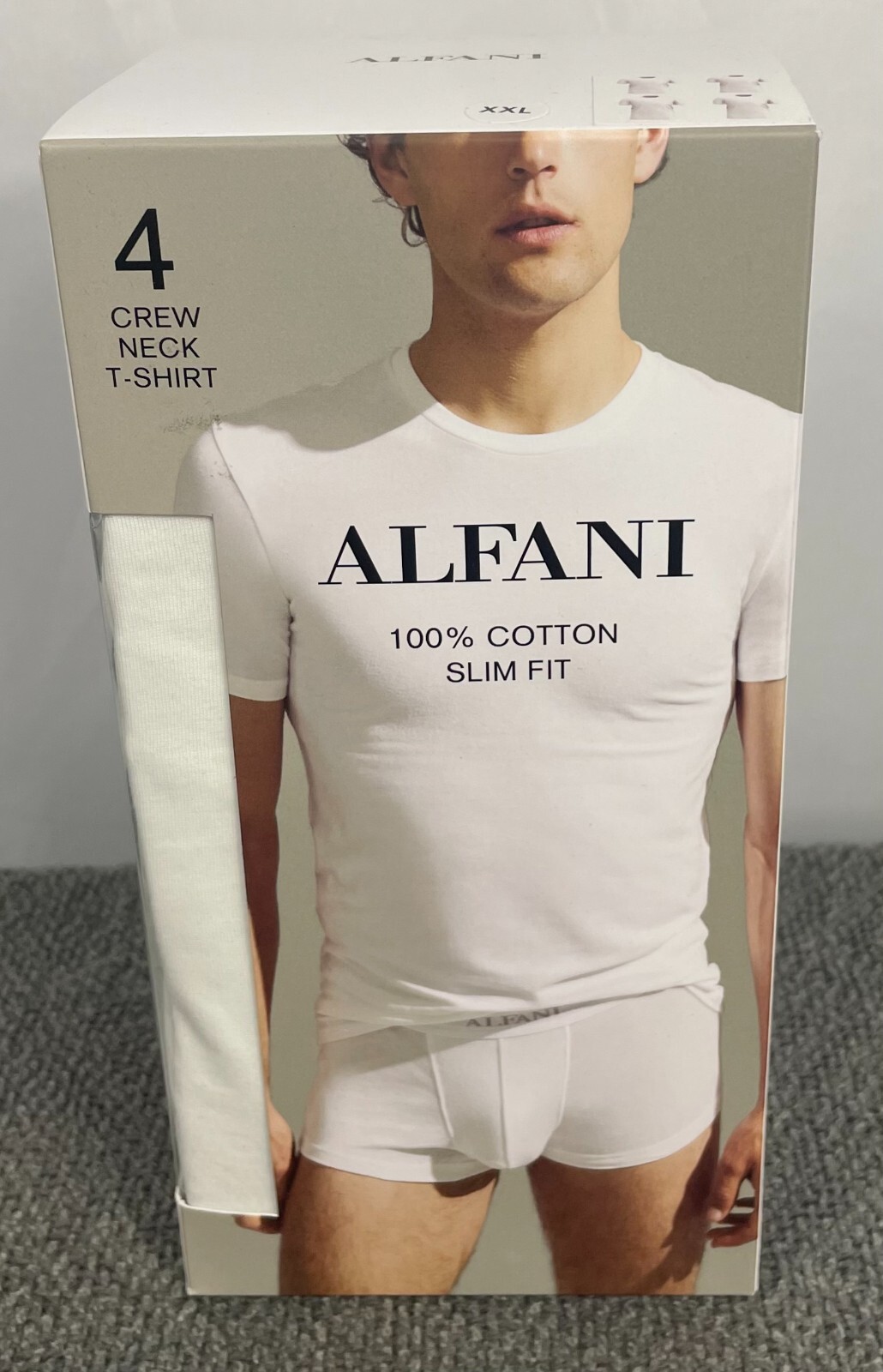 ALFANI Men's XXL 4-Pack Slim-Fit Solid Cotton Undershirts 4 Total Shirts NWT gallery