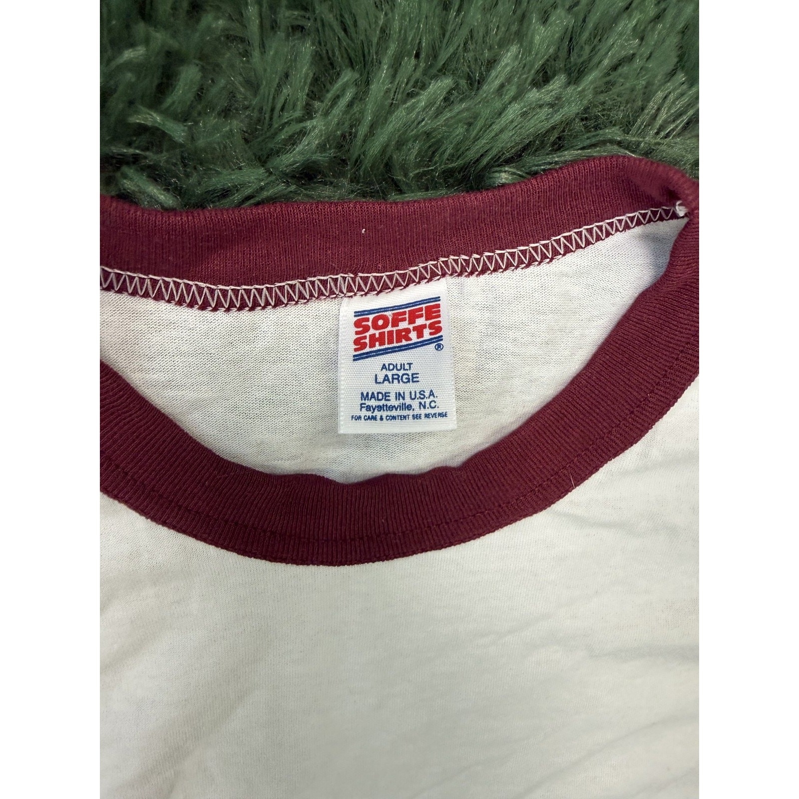 Vintage Soffe Shirts Ringer T-Shirt Adult Large White Maroon Crew Neck U.S.A gallery