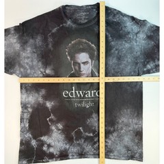 The Twilight Saga Edward Cullen Tie Dye Graphic T-Shirt Mens 2XL Black Grey 2022