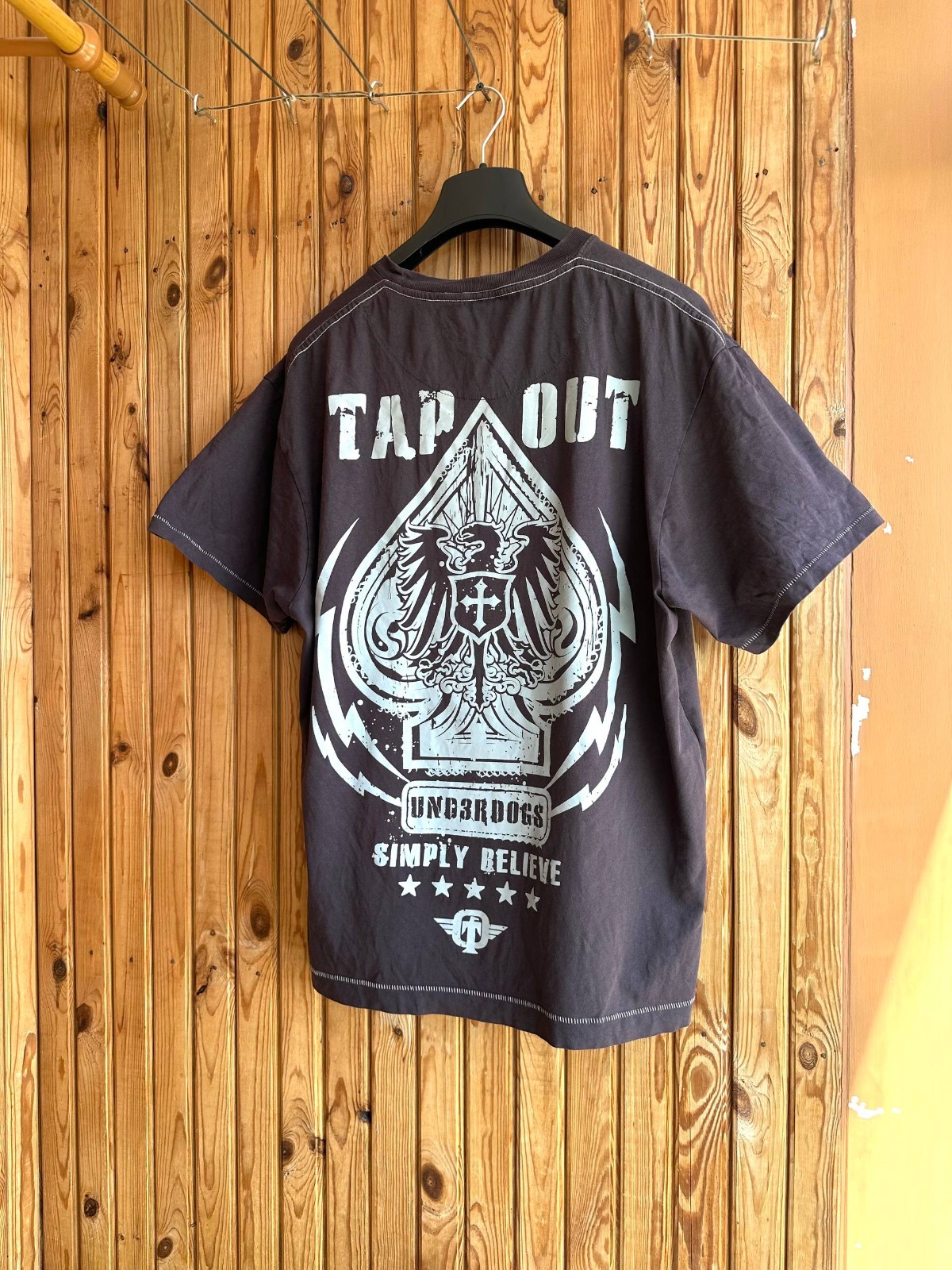 Tapout Crazy Vintage Y2K Logo Skull Tee T Shirt Mens Size XL Brown gallery