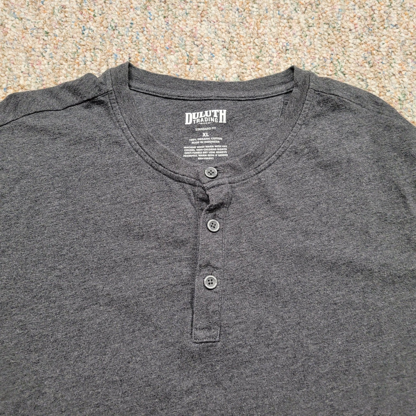Duluth Trading Co Shirt Mens XL Gray Henley Organic Cotton Short Sleeve Work gallery