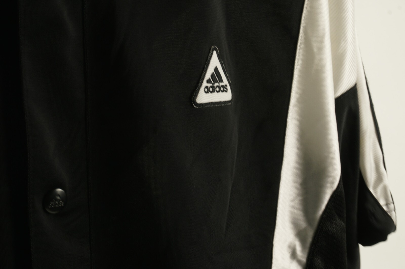 Vintage adidas Snap Front Satin Referee Shirt Mens Small Oversized Relaxed Black gallery