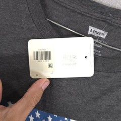 Levis Relaxed Gray Cotton Blend Crew USA Patriotic Flag Logo T-Shirt Mens XL