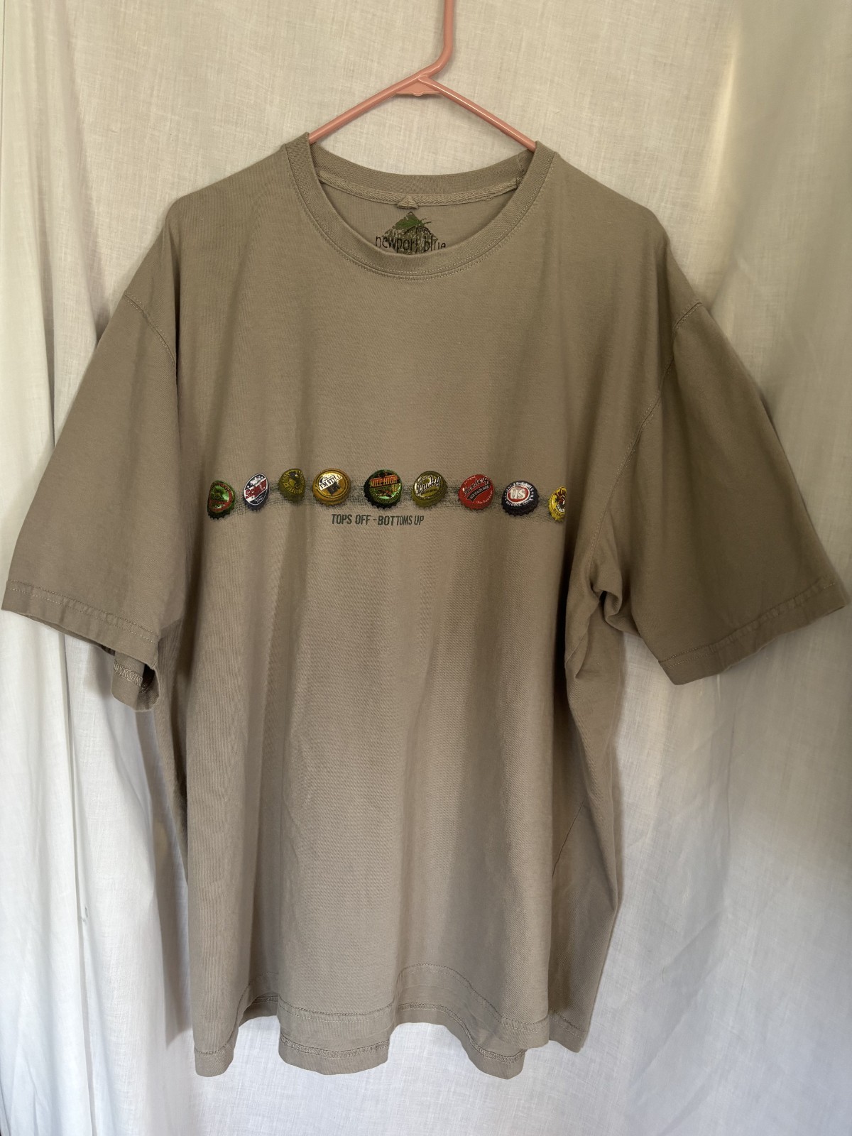 NEWPORT BLUE Tops Off Bottoms Up Men’s Size XLT Short Sleeve T-Shirt Shirt