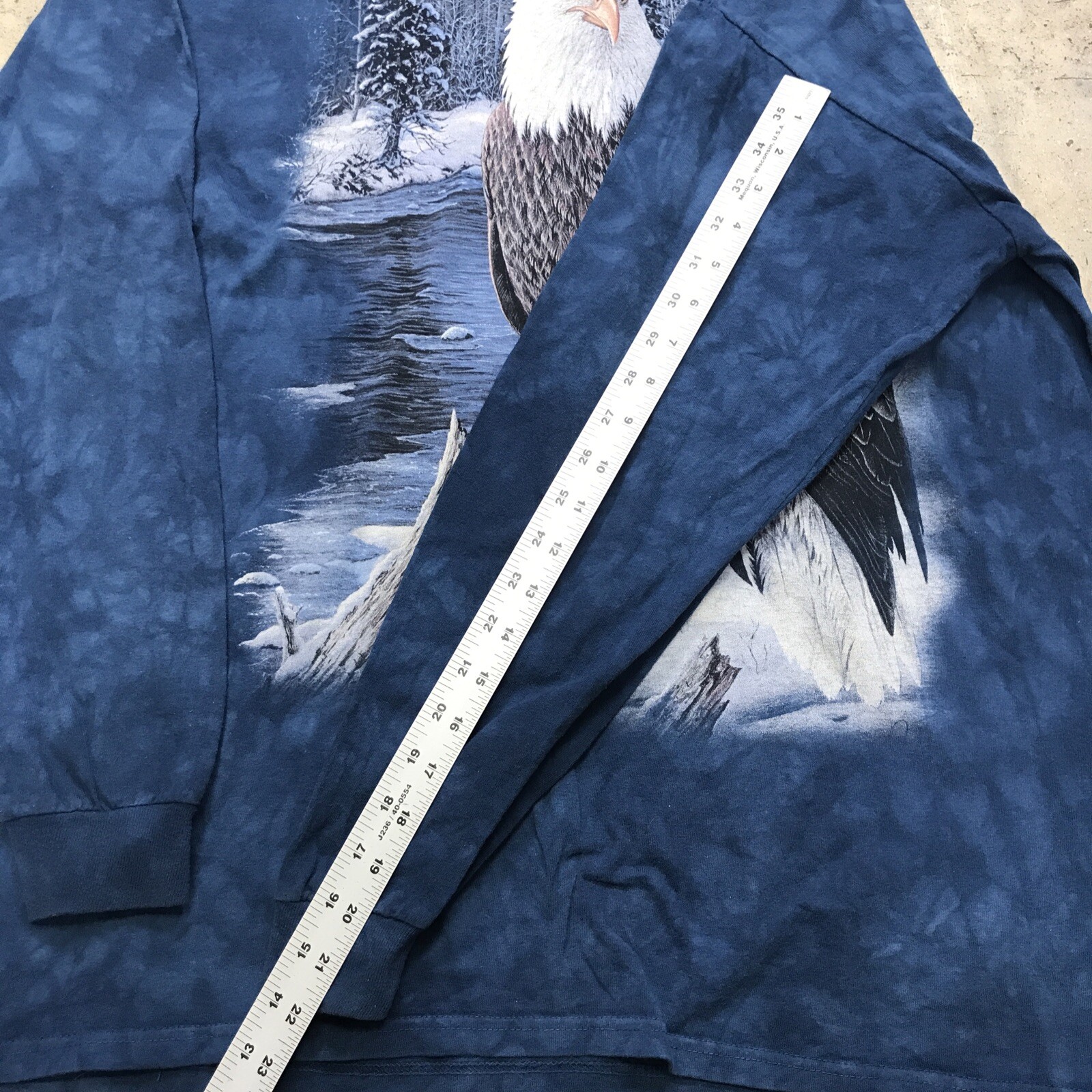 The Mountain Long Sleeve Shirt XL Eagle Winter Scene Blue Graphic Tie Dye Rare gallery