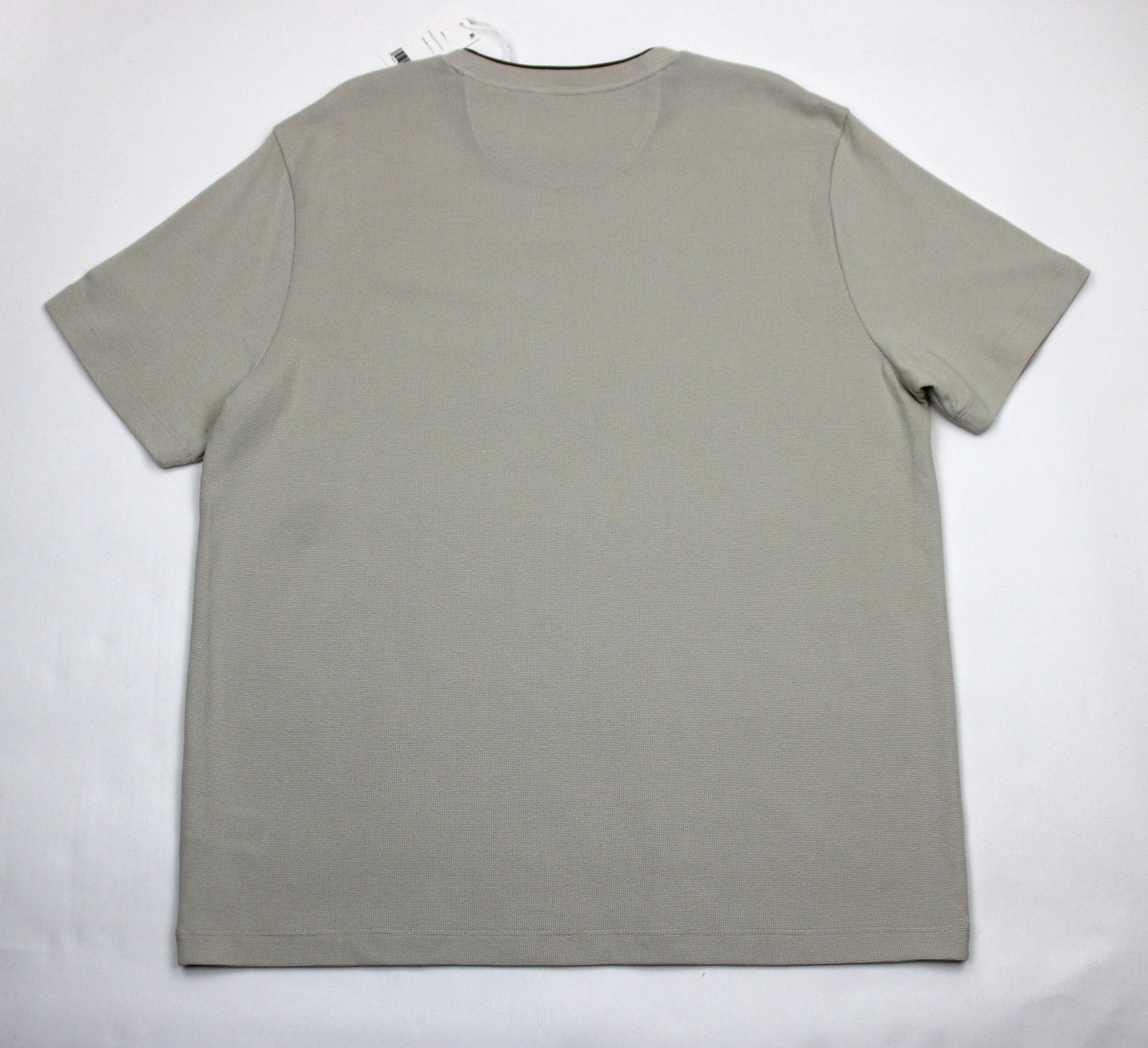 Vince Shirt Mens XL Beige Pima Cotton Double Collar Crew Neck Knit Short Sleeve gallery