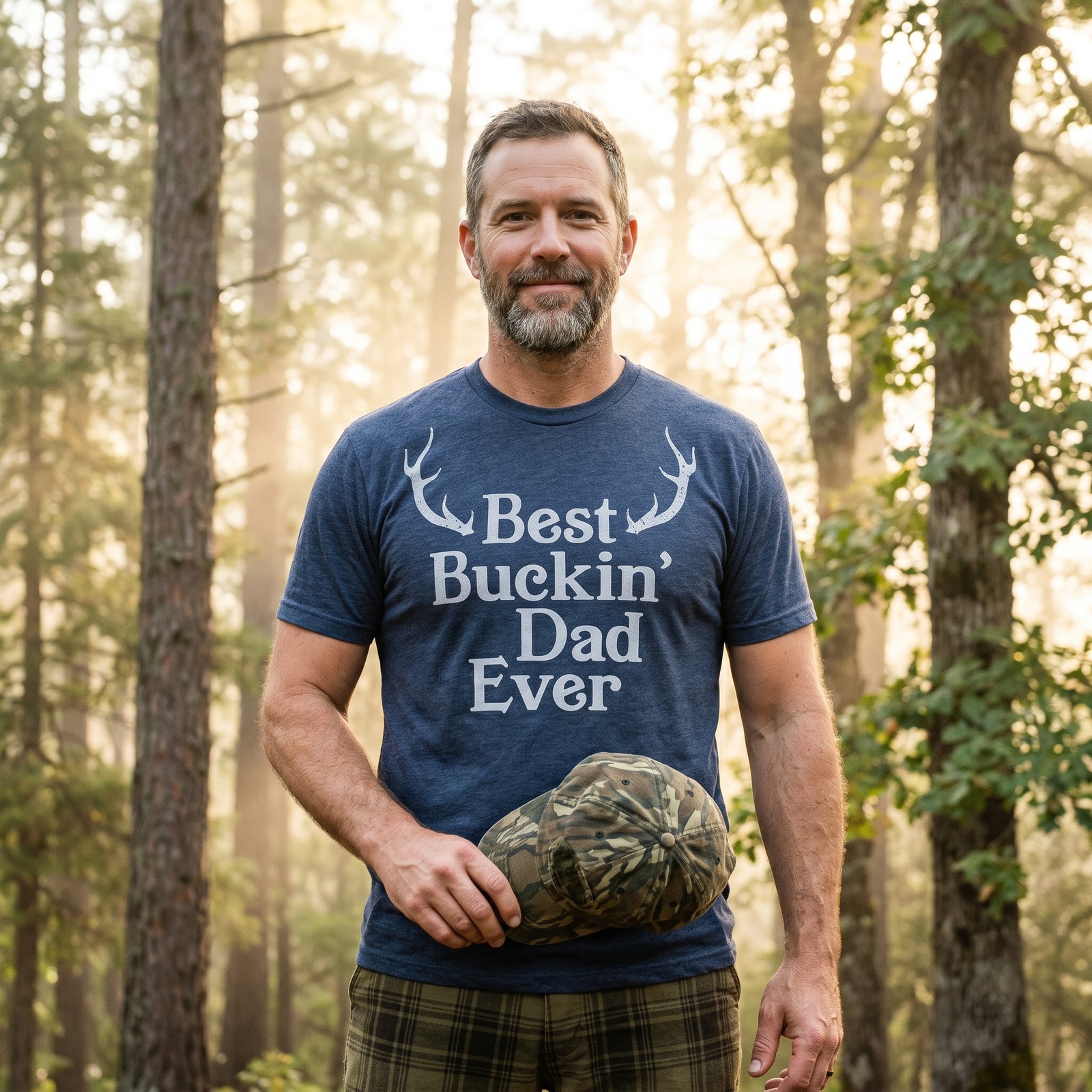 Mens Best Buckin Dad Ever Antlers T shirt Funny Fathers Day Hunting Tee for Guys gallery