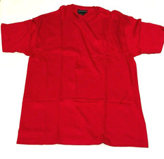 New Mens Red Basic Edition T-Shirt 100%Cotton-Front Pocket-Size Medium-Easy Care