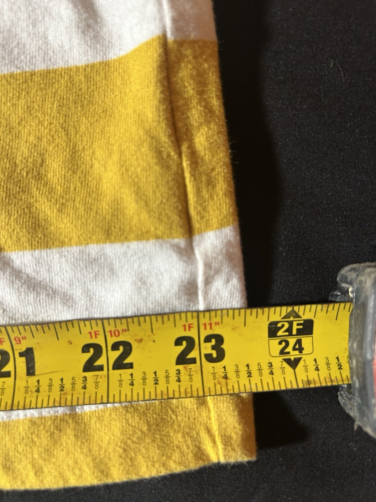 Stussy Yellow White Striped Pocket Logo Cotton Knit T-Shirt Men's XL gallery