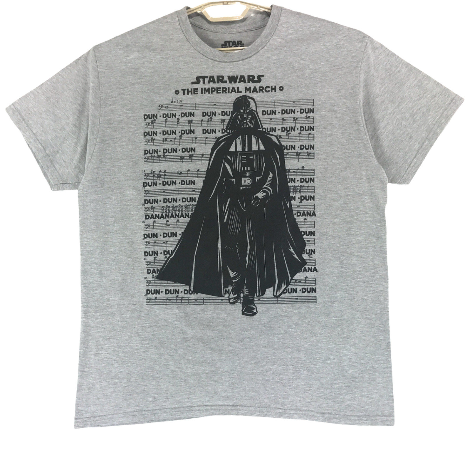 Star Wars Men’s L Vader Imperial March T-Shirt Gray Poly Cotton Short Sleeve