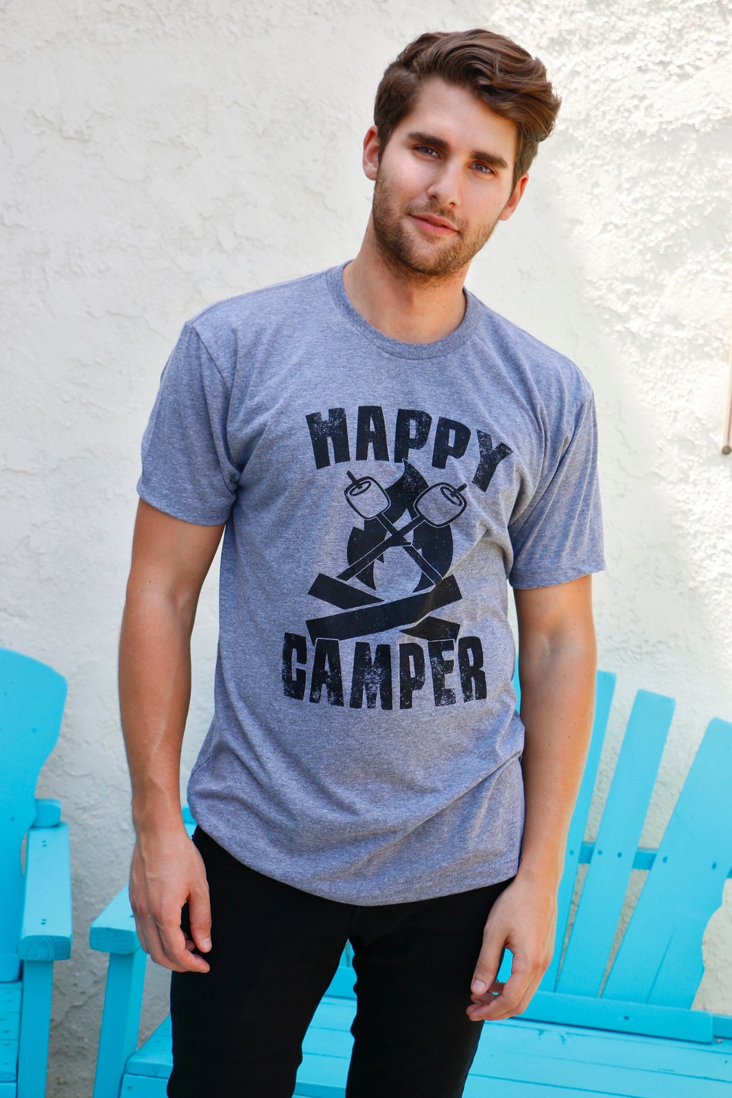 Mens Happy Camper Shirt Funny Camping Cool Hiking Graphic Vintage Tee 80s Saying gallery