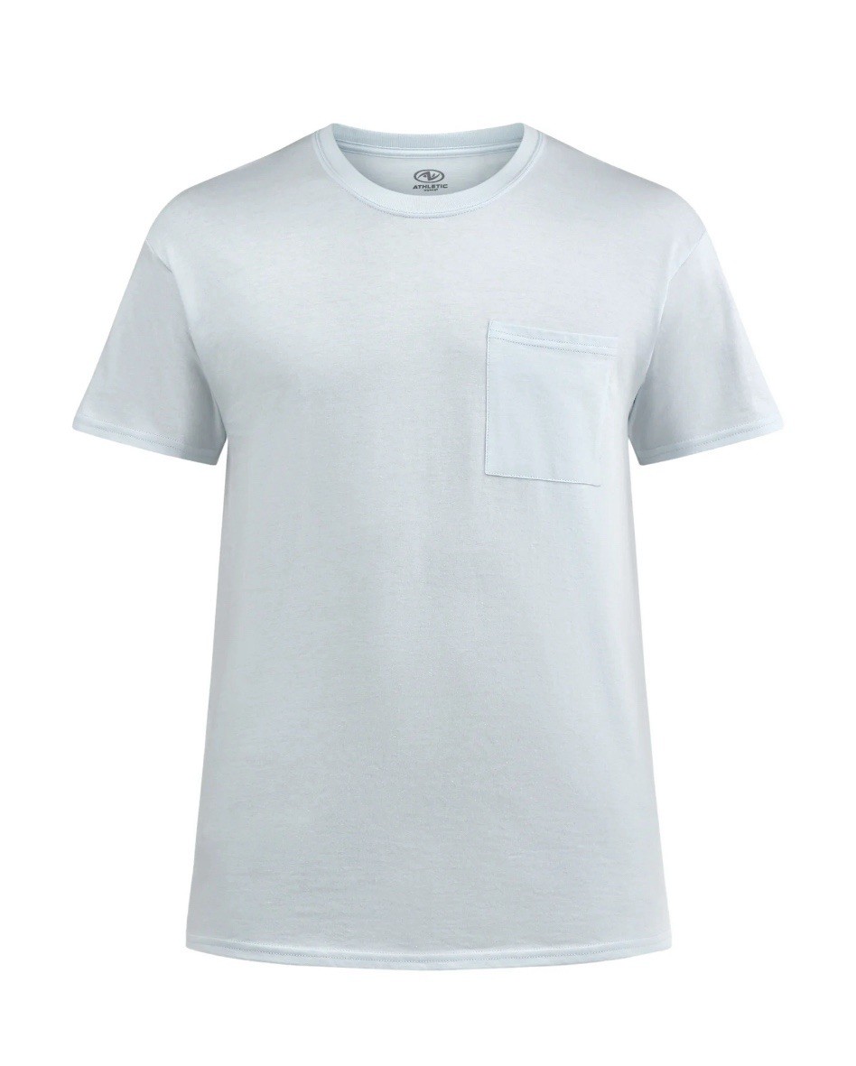 ATHLETIC WORKS Men’s 2XL (50-52) Pocket Cotton Tee Short Sleeve • Aqua Inlet